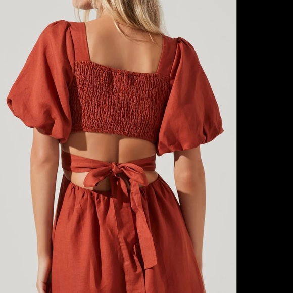 Tuckernuck ASTR THE LABEL Angeles Cutout Linen Blend Midi Dress Size L - Picture 10 of 14